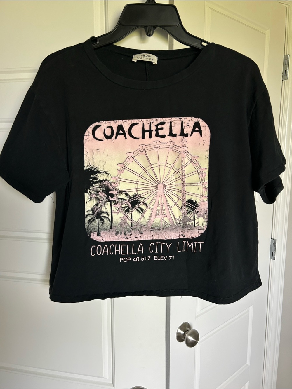 Coachella Coachella City Limit Black Crop T Shirt M
